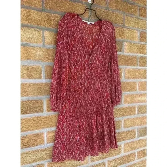 Veronica Beard Womens Priya pintucked printed silk-georgette mini dress Brick 2 - Picture 12 of 16